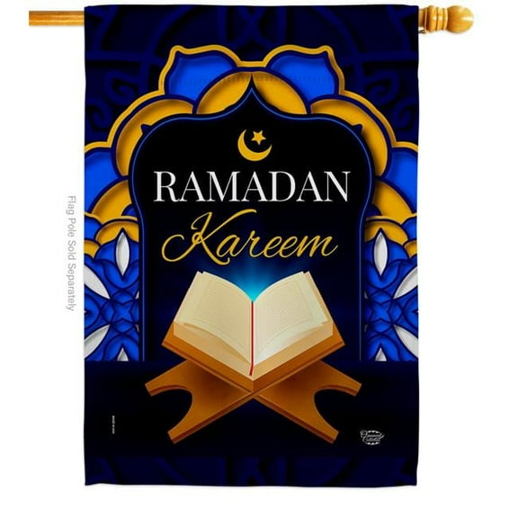 Ornament Collection H192489-BO Happy Ramadan Greeting Religious Double-Sided Garden Decorative House Flag, Multi Color