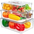 thumbnail image 1 of Juego de 7 Organizadores de Refrigerador，Contenedores de Acrilico de Nevera Transparentes，Organizador de refrigerador con tapas,Cajas para almacenar alimentos, verduras, frutas, 1 of 4