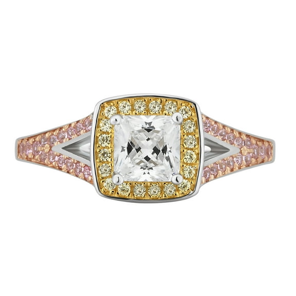 Arista 1 5/8 Carat T.W. Created Pink, Yellow & White Cubic Zirconia Women's Engagement Ring in Sterling Silver