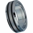 thumbnail image 1 of AAB Style RTS-24 Gorgeous Brushed Tungston Carbide Ring with Black PVD Stripes, 1 of 1