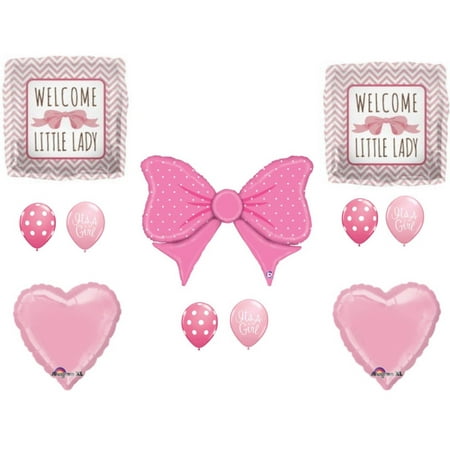 Welcome Little Lady Baby Girl Shower Balloons Decoration Supplies