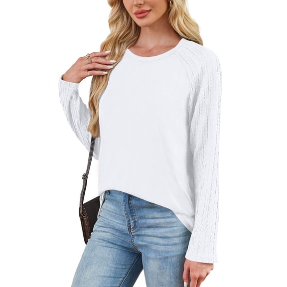 Diufon Womens Tops Long Sleeve Oversized Crewneck Sweatshirts Fall Fashion Lightweight Tunic Shirt Basic Tee
