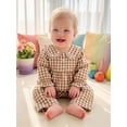 thumbnail image 4 of Loicainy Baby Toddler Girl Fall Outfits 6 12 18 24 Months 2T 3T 4T Long Sleeve Doll Collar Plaid Tops and Pants Clothes Set, 4 of 9