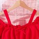 thumbnail image 4 of Odeerbi Niñas Elástico Fuera Del Hombro Vestido Vintage Verano Algodón Princesa Vestidos Manga Corta Color Sólido Vestido Retro, 4 of 8