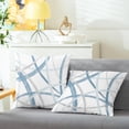 thumbnail image 2 of Throw Pillow Cases Pack of 2 Cozy Fleece Arc-Shaped Abstract Geometric Lines Decorative Cushion Covers for Couch Bed Sofa Farmhouse Decoration 18 X 18 Inches Light Blue Grey, 2 of 6