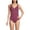 Blackberry Tile Geos, variant on Women's Chlorine Resistant Shirred V-neck One Piece Swimsuit