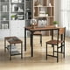 Gymax 4pcs Dining Table Set Rustic Desk 2 Chairs & Bench w/ Storage Rack Brown - image 4 of 10