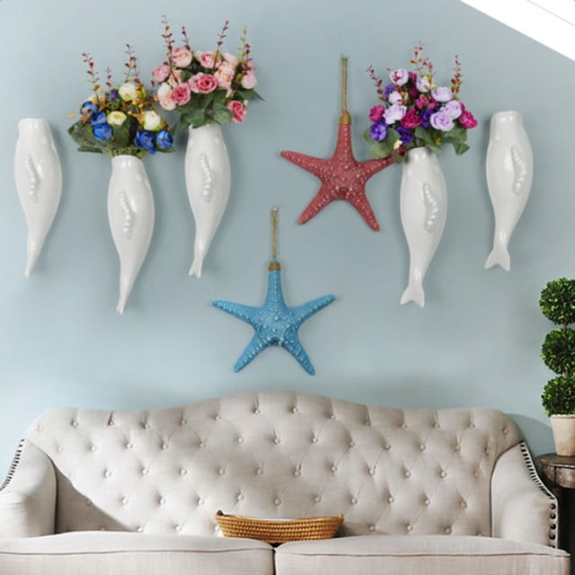 Decoracion Estrella Mar para Bodas Temáticas en Playa, Adorno de Bodas y Caseras Costeras naranja perfecl Colgante de pared de estrella de mar