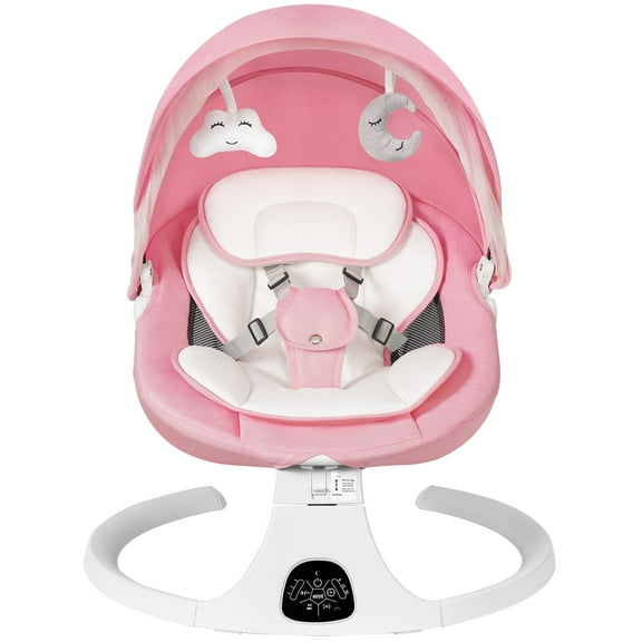 Baby Swing for Infants, Unisex Baby Bouncer, Bluetooth Music for 0-18 months, 5 Sway Speeds, 10 Lullabies,PINK