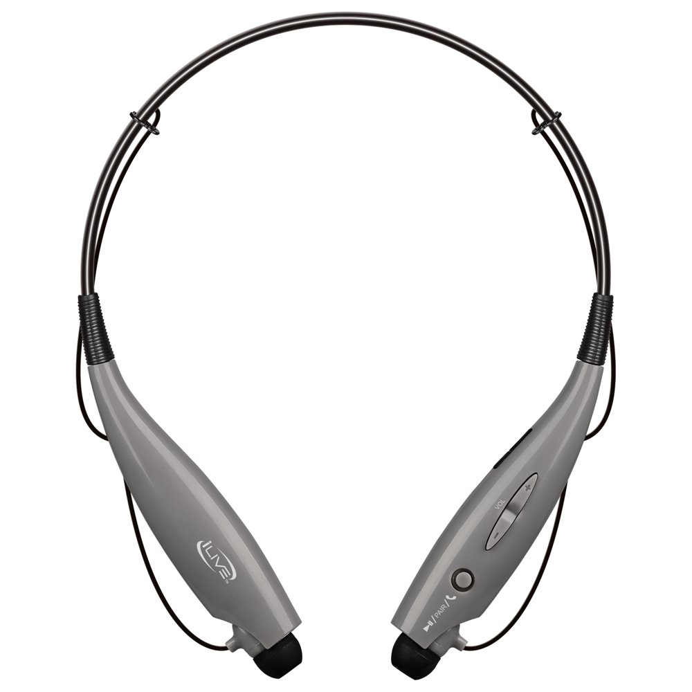 Bluetooth Neckband Ear Buds with Mic, Vol Control, Grey