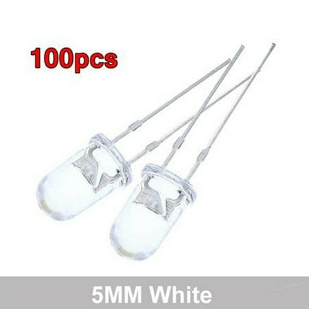 

100 Pcs Super Bright LED 5mm Red/Blue/Green/White/Yellow LED Transparent Bulb