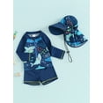 thumbnail image 4 of Hirigin Store Baby Toddler Boys 3-Pieces Swimsuit Sets Long Sleeve Shark Bathing Suit Rash Guards Swimwear with Sun Hat, 4 of 9