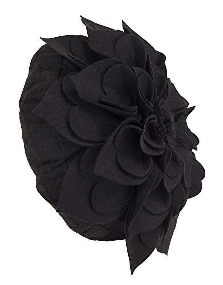 Fennco Styles Handmade 3D Heart-Shaped Petals Flower Decorative Throw Pillow Cover 13 Inch Round - Black Floral Pillow Case for Couch, Home Décor, Bedroom Décor and Holiday, Housewarming Gift