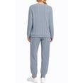 thumbnail image 5 of UVN Two Piece Sets for Women Casual Outfits Sets Textured Long Sleeve Shirts and Long Pants Lounge Set Fall Pajama Sets with Pockets, 5 of 9