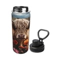 thumbnail image 2 of Yiaed Realistic Flower Cow Print Sports Insulated Kettle Bottle Reusable Stainless Steel Insulated Cup, Outdoor Portable Casual Stainless Steel Insulation Cup, 2 of 7