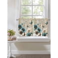 thumbnail image 4 of Teal Tulip Butterfly 2 Panel Kitchen Curtains for Small Windows, Beige Turquoise Floral Vintage Rustic Bathroom Tier Curtain, Short Window Treatment for Bedroom/Living Room 55"x36", 4 of 6