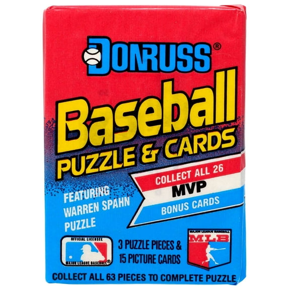 1989 Donruss baseball puzzle and cards featuring warren Spahn puzzle