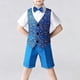 thumbnail image 5 of Odeerbi Chicos Niñas 4 Pcs Caballero Traje Formal Camisa de Vestido de Manga Corta + Chaleco de Lentejuelas + Traje Pantalones Cortos + Pañuelo, 5 of 6