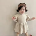 thumbnail image 3 of KYAIGUO Baby Girl Knit Sweater Dress Winter Fall Pleated Ruffle Dress Longsleeve Winter Knit Princess Dress Solid Casual Party Dress Outfit, 3 of 9