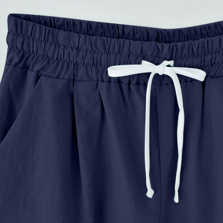 Lisgai Women's Bermuda Shorts Jersey Shorts,Flag Print Long Shorts for  Women Knee Length Lounge Athletic Drawstring Elastic Waist Shorts