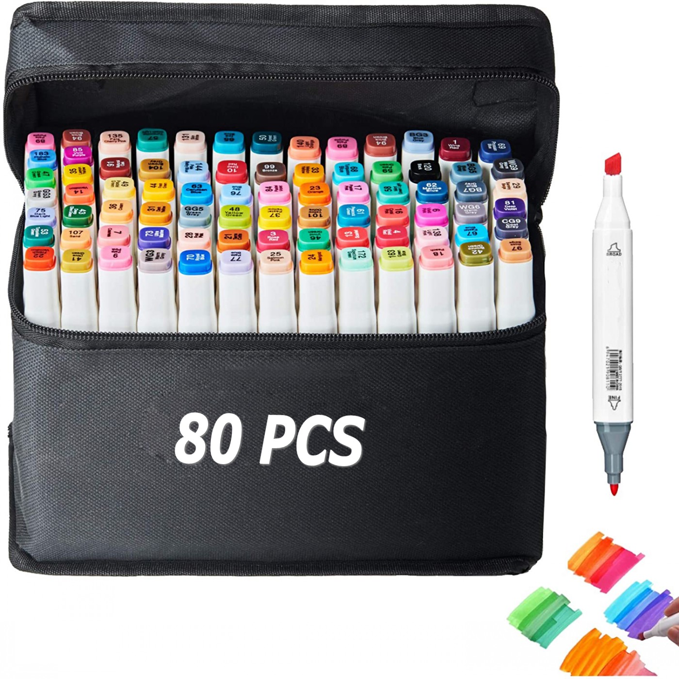 80 Colors Dual Tip Art Markers Alcohol Based Highlighter Pen Sketch 