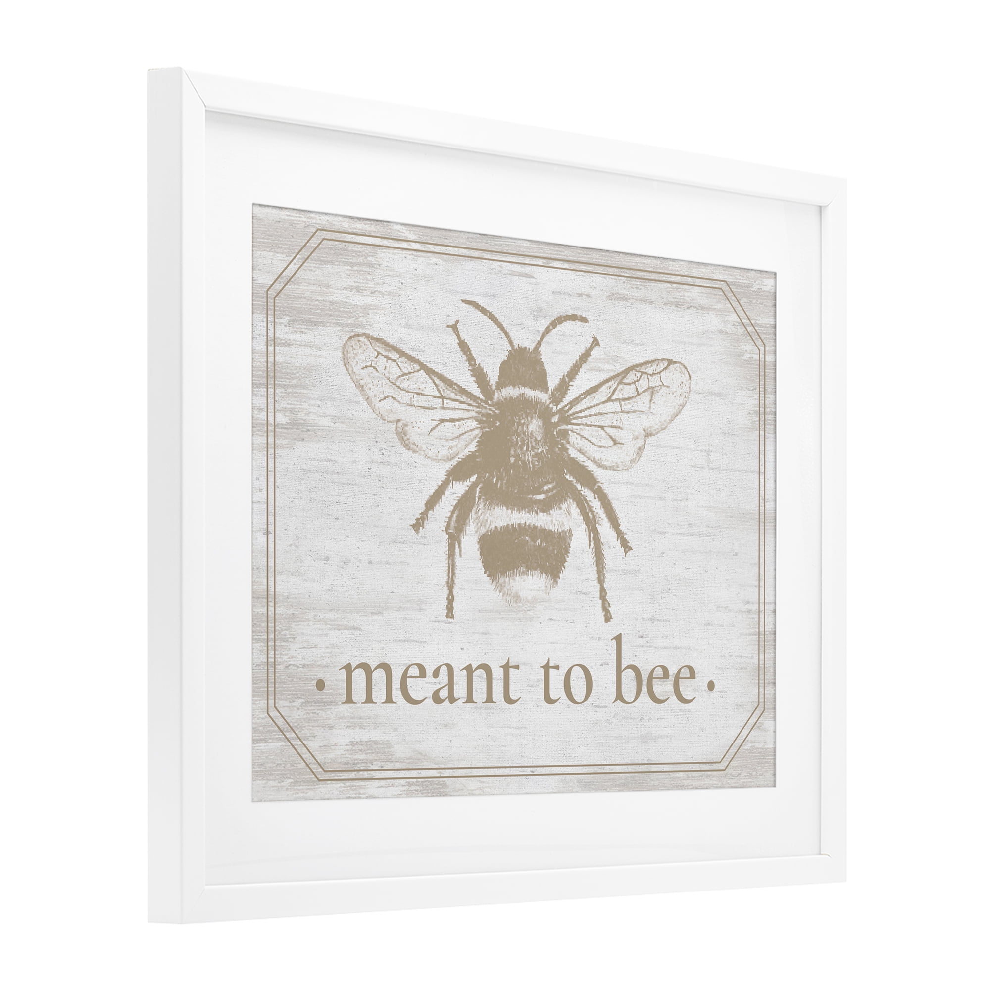 Meant To Bee Rustic Border White Framed Print Under Glass, design by Lettered and Lined