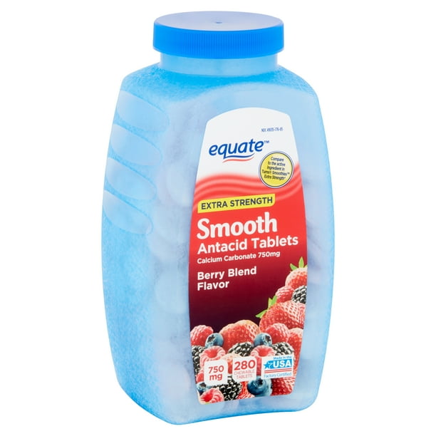 Equate Extra Strength Berry Blend Smooth Antacid Chewable Tablets, 750