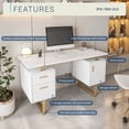 thumbnail image 4 of Techni Mobili Modern Adult Office Desk with Drawers and Storage, 51.25”W, White/Gold RTA-7002-GLD, 4 of 15
