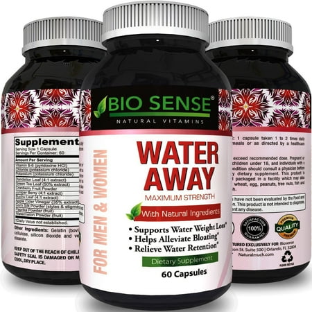 Natural Water Away Pills with Dandelion â?? Pure Diuretic Supplement for Water Retention + Bloating Relief â?? Best Weight Loss with Green Tea + Potassium â?? Dietary Supplement for Men & (Best Supplement For Potassium Deficiency)