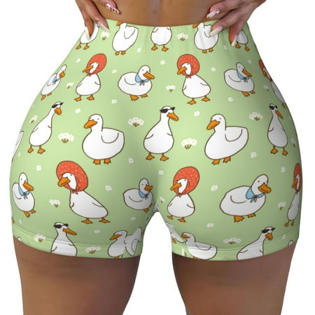 Workout Shorts Women  Cartoon Duck Biker Shorts for Women Running Gym Spandex Shorts Tummy Control