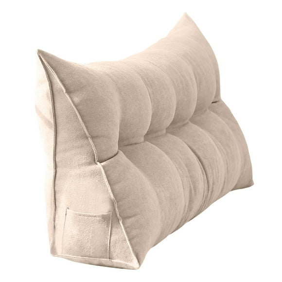 Thickened Headboard Pillow Wedge Pillow Headboard Reading Pillow Bed - Soft Korean Velvet(Beige - S)