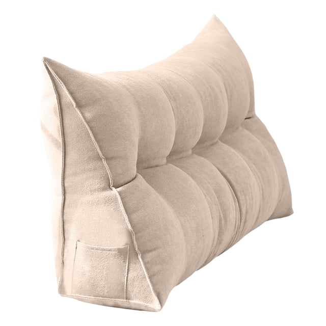 NAOJIE Triangular Wedge Pillow Queen,Backrest Positioning Support Cushion for Sitting in Bed,Back Rest Removable Reading Pillow Headboard Pillow Full Size(Beige,M)