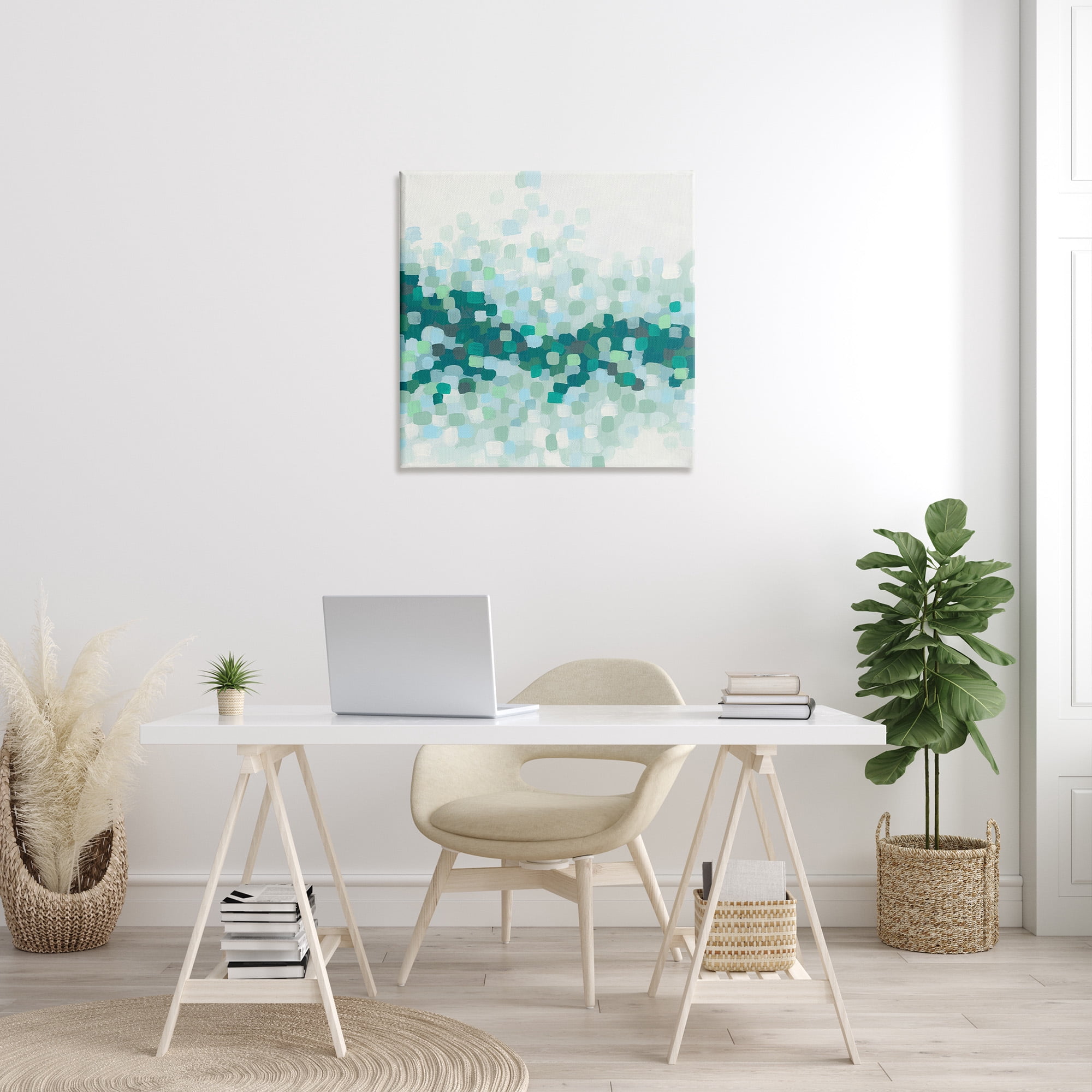 Stupell Industries Green Speckled Horizon Abstract Painting Gallery Wrapped Canvas Art Print Wall Art, 30 x 30