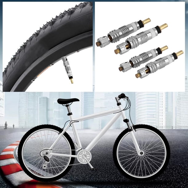 4 Uds. Núcleos de válvula de neumático de bicicleta Presta francesa + herramienta de extracción de núcleo de válvula
