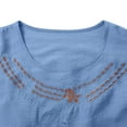 thumbnail image 6 of ZHENHONG T Shirts for Women,Solid Ladies' Casual Cotton Linen Blouse Classic Retro Drop Shoulder Embroidered T Shirt,Blue Women Blouses, 6 of 9