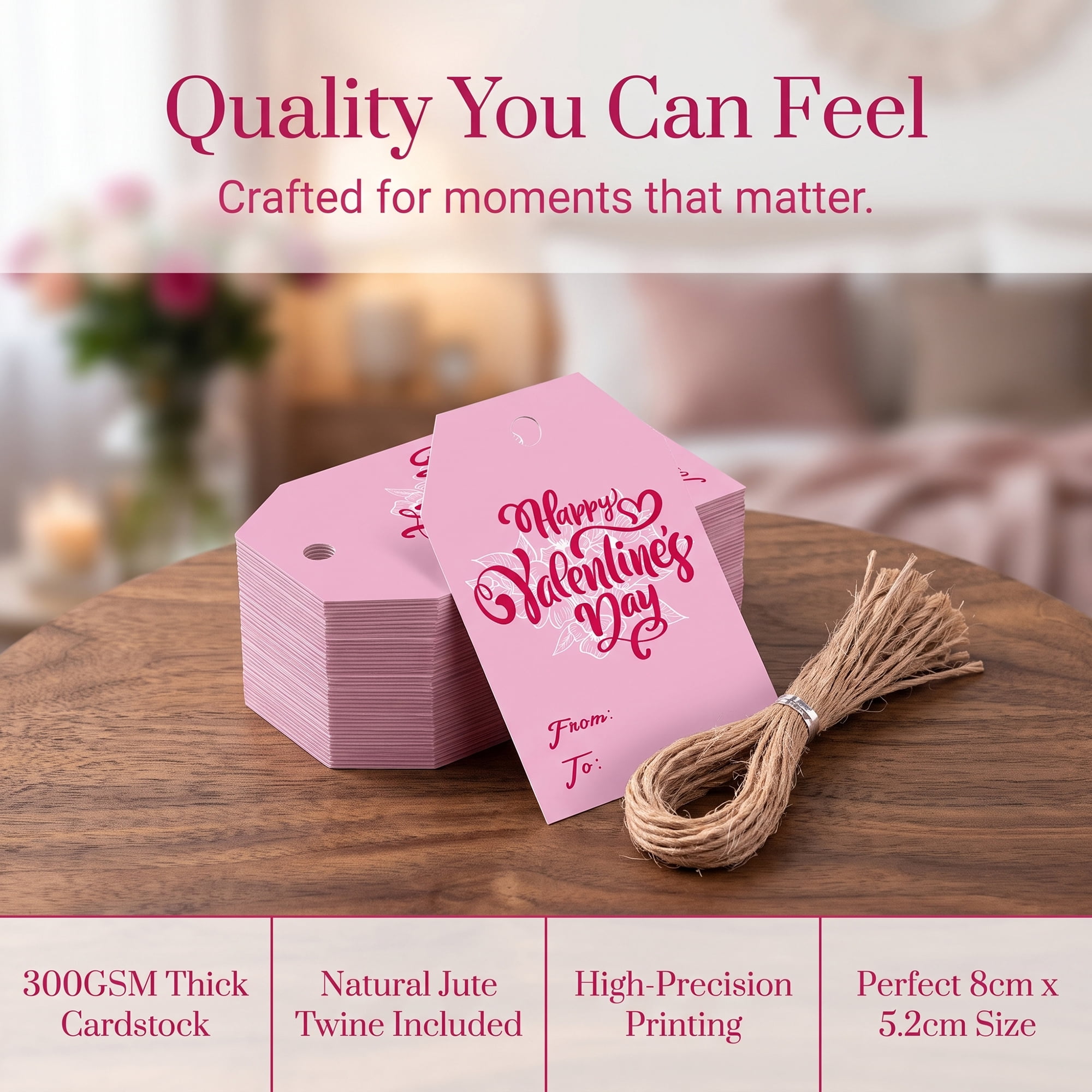 Unique Bargains Gift Tags with Twine for Present Wrapping and Crafting Pink 2" x 3.1"