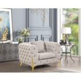 thumbnail image 2 of Pemberly Row Chair Made with Fabric & Gold Accent Legs in Light Gray, 2 of 7