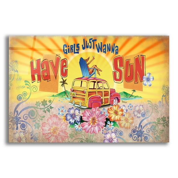 Epic Art 'Girls Wanna Sun' by James and Kathleen Mazzotta, Acrylic Glass Wall Art, 16"x12"