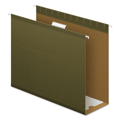 "Extra Capacity Reinforced Hanging File Folders with Box Bottom, 4"" Capacity, Letter Size, 1/5-Cut Tabs, Green, 25/Box | Bundle of 2 Boxes"