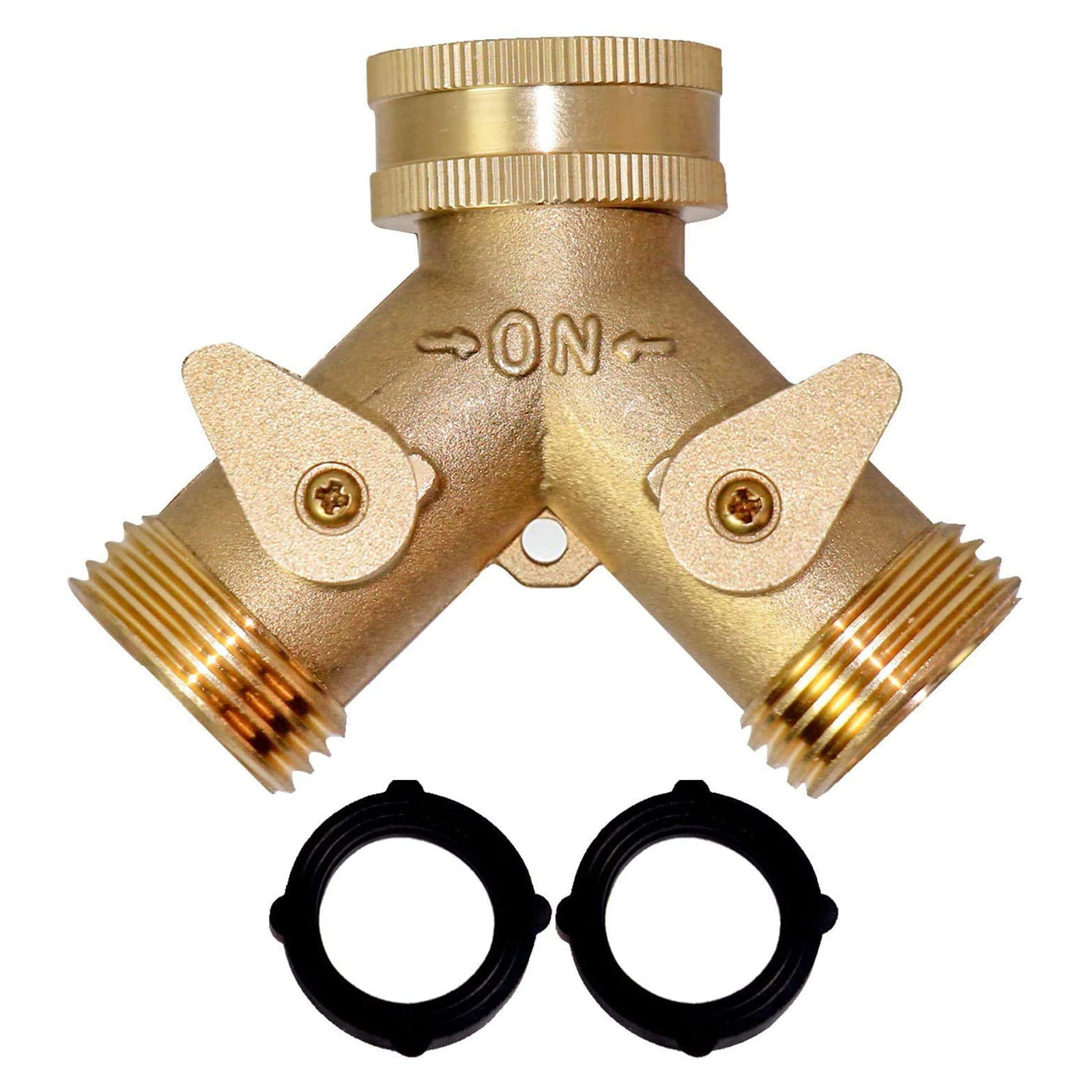 Solid brass 4 way tap splitter with  independently controlled threaded outlets 