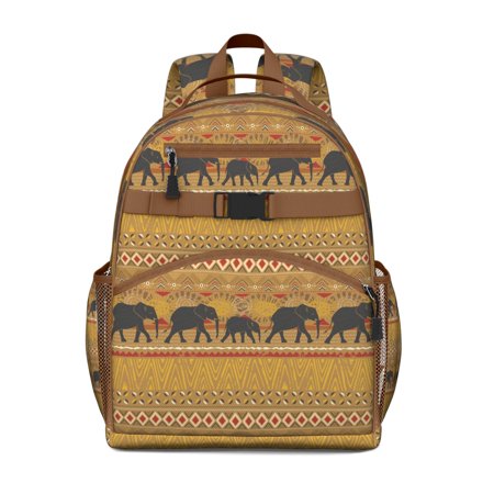 Cute Watercolor Elephant Backpack Abstract Floral Tribal Toddler Bag with Minimalist Bohemian Baby Elephant Design