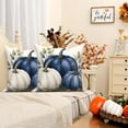 thumbnail image 5 of DaShan Fall Blue Pumpkin Throw Pillow Covers 18x18 Set of 2,Autumn Linen Pillowcase Cushion Cover for Couch Sofa Bed, 5 of 6