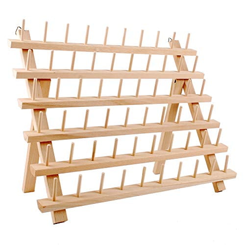 Wooden Sewing & Embroidery Thread Rack 63-Spools Storage Holders Foldable