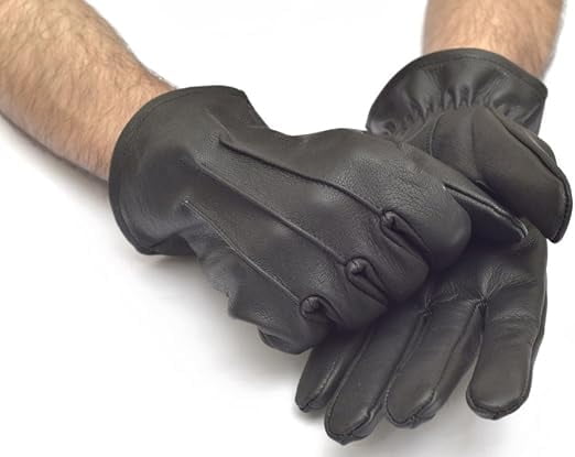 Coach Men's Black Leather Tech Gloves, Wool Lined, Large, Formal