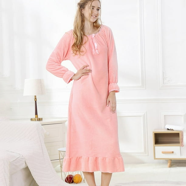 a.Jesdani Sleepdress Women Flannel Fleece Long Warm Princess