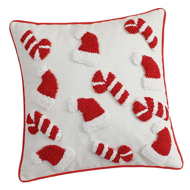 Funda de almohada navideña de terciopelo decorativa bordada 45cm x 45cm