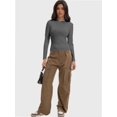 thumbnail image 6 of Women’s Basic Skinny Crop Top Tee Shirt Short Sleeve Workout Round Neck Cropped Tshirt, 6 of 6