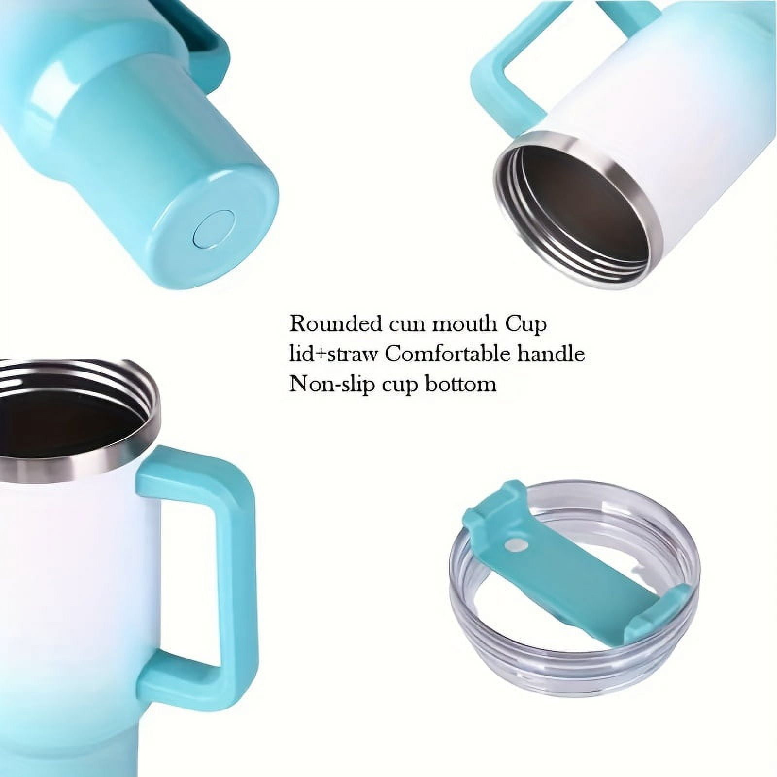 1200ml/40oz Handle & Straw Cold Drink Cup Stainless Steel Leakproof Tumbler  With Handle, Dustproof Lid & Reusable Straw For Car, Traveling, Camping,  Outdoor Activities