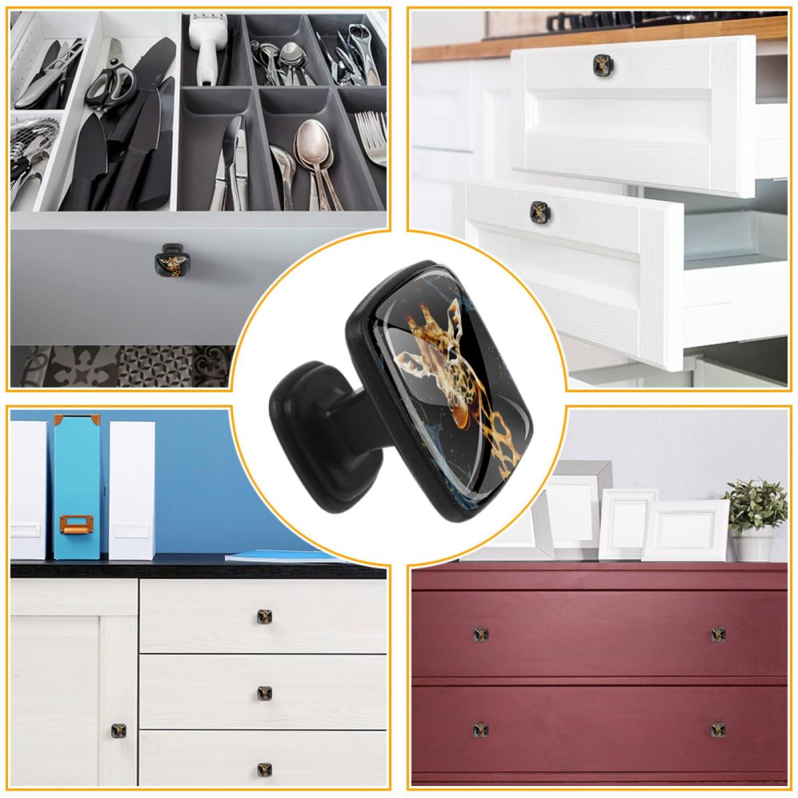 4 Pcs Cabinet Handle Drawer Pulls Giraffe Knobs with Screws Square Furniture Office Cabinet Knob Decoration