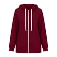thumbnail image 6 of Zysthvn Winter Hoodie Womens Tunic Zip up Casual Drawstring Women's Sweatshirts Loose Fit Long Sleeve Solid with Pockets Tops, 6 of 9